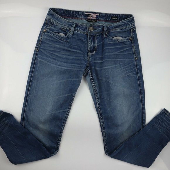 ReRock For Express Blue Denim Womens Size 6 Regular Low Rise Legging - Picture 2 of 12